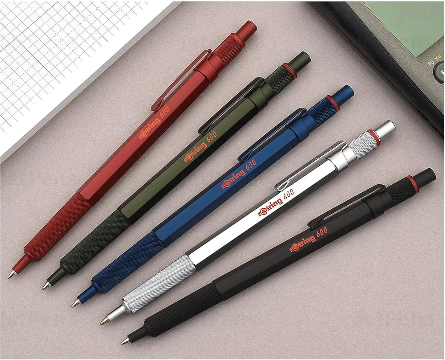 rOtring 600 Ballpoint Pen, Medium Point, Black Ink, Red Barrel, Refillable