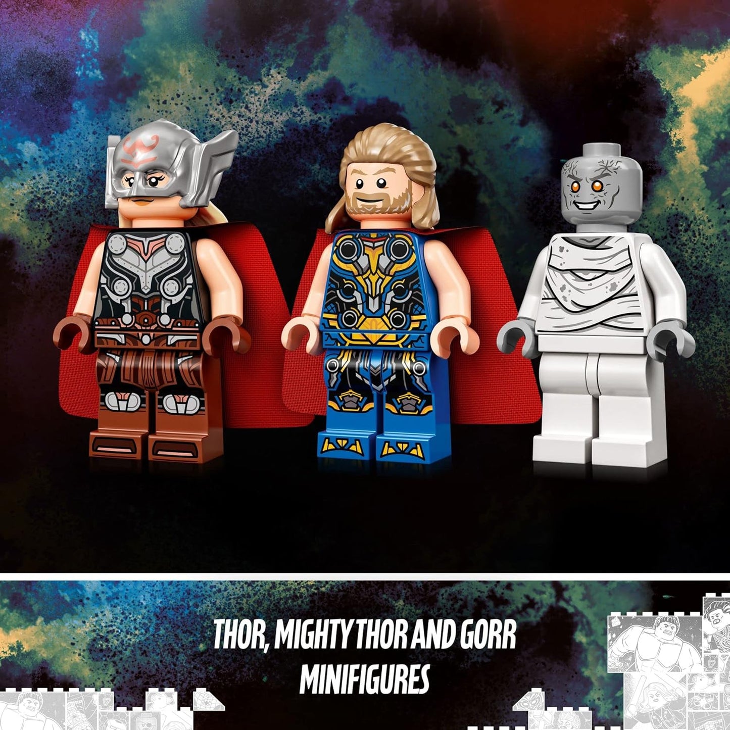 Lego Marvel Attack on New Asgard, Thor Buildable Toy 76207 with Hammer, Stormbreaker and Monster Figure, Love and Thunder Movie Set
