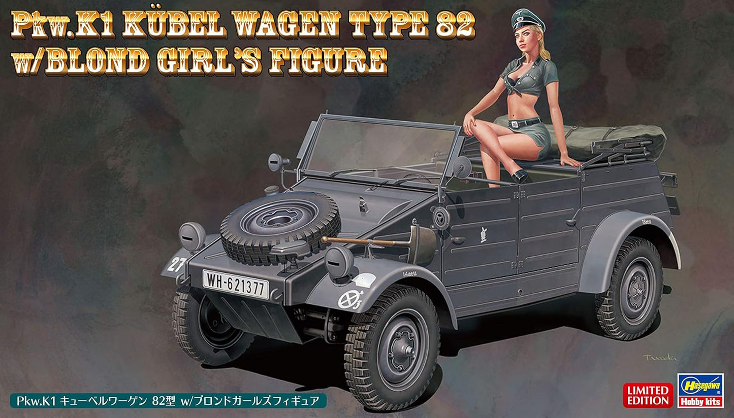 Hasegawa SP453 1/24 Pkw.K1 Cubelwagen Type 82 w/Blonde Girls Figure Plastic Model