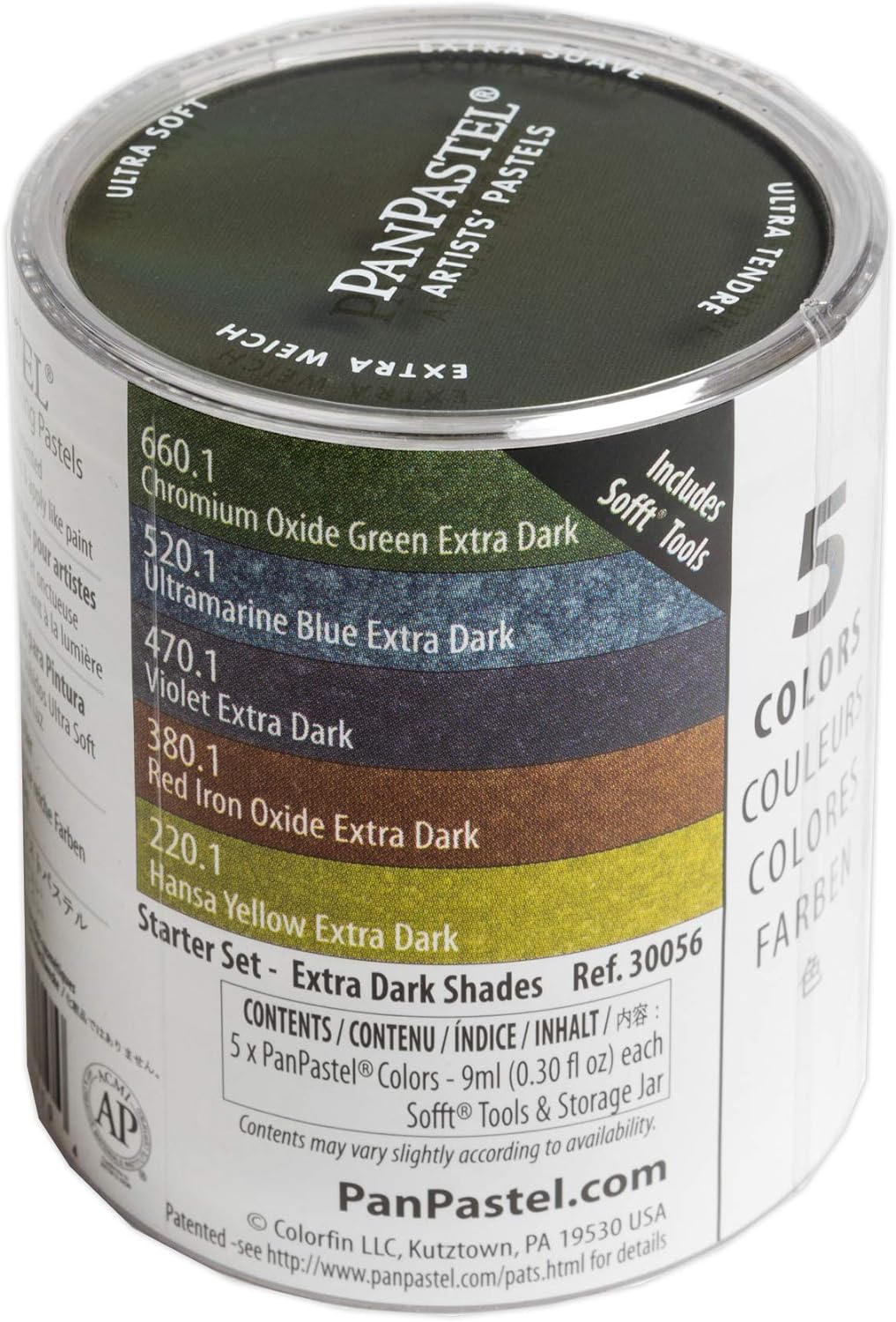 PanPastel Artist Pastels by GOLDEN, Extra Dark Shades Set, 5 Color, Professional Artist Pastels, Unique Pan Format (cake-like)