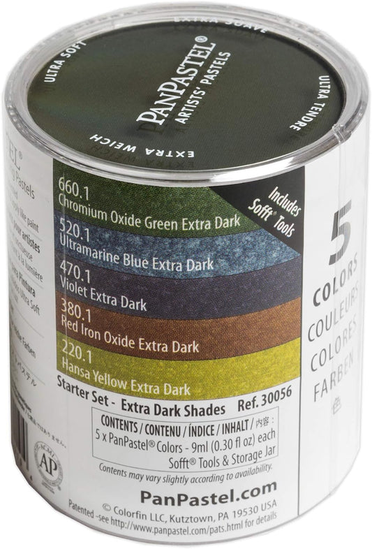 PanPastel Artist Pastels by GOLDEN, Extra Dark Shades Set, 5 Color, Professional Artist Pastels, Unique Pan Format (cake-like)