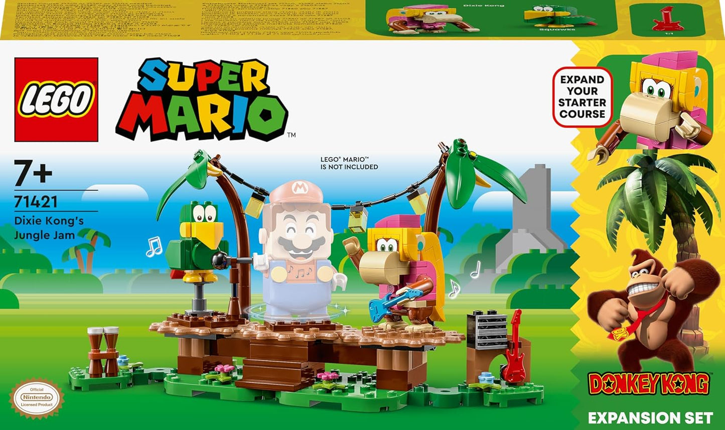 LEGO 71421 Super Mario Expansion Set: Jalleo in the Jungle with Dixie Kong with Dixie Kong Figures and Squawks the Parrot, Construction Toy to Combine with Starter Pack