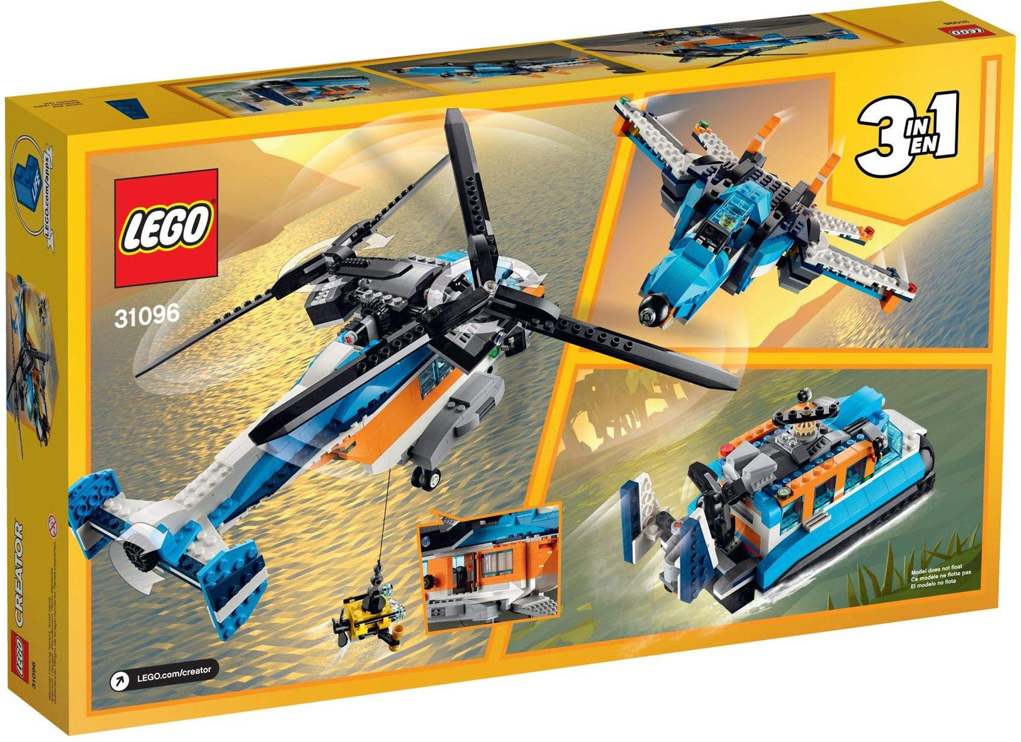 LEGO® -Creator The Double Propeller Helicopter 9 Years and Above, Creation Set, 569 Pieces 31096