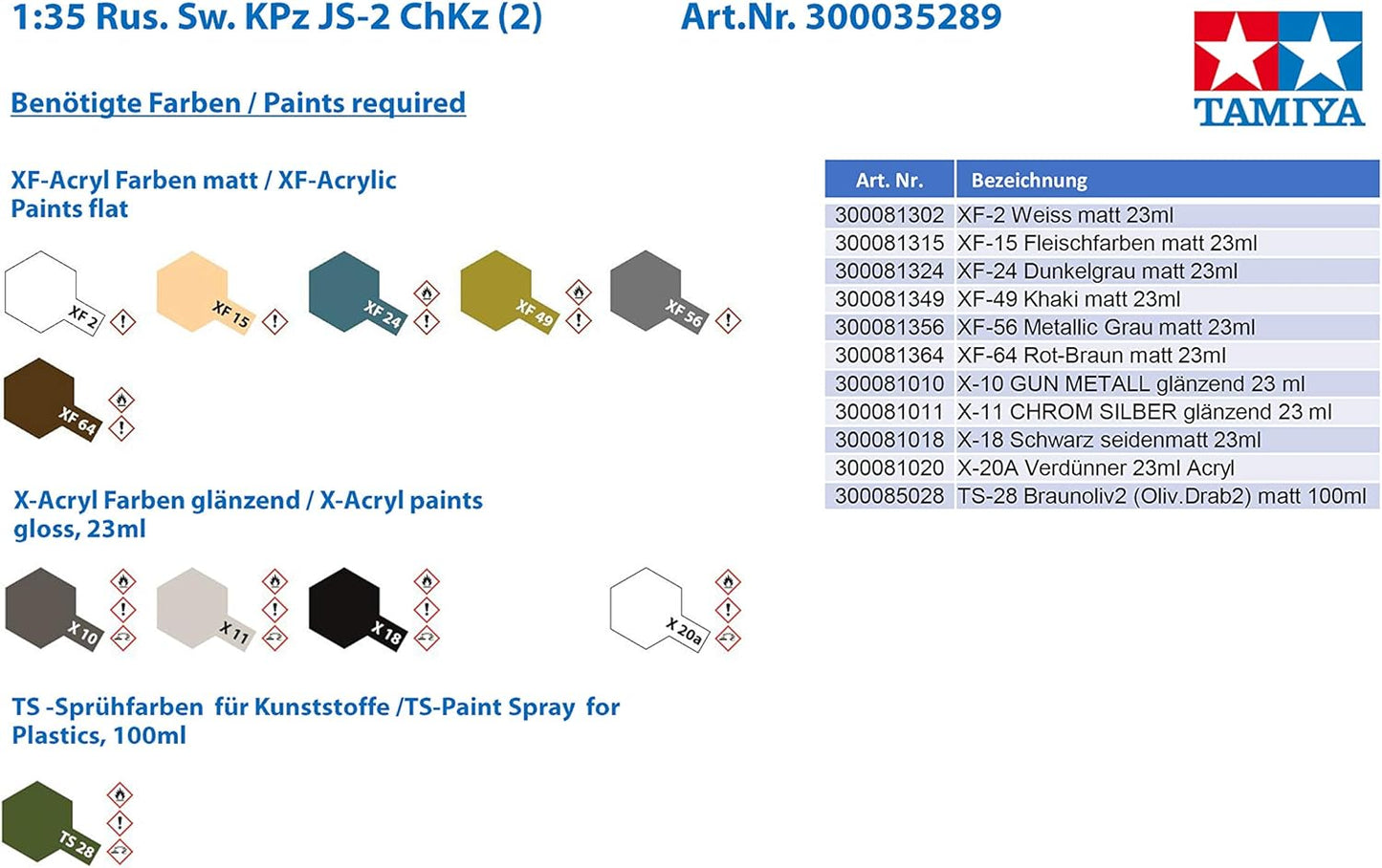 Tamiya Models Russian Heavy Tank JS-2 Model Kit