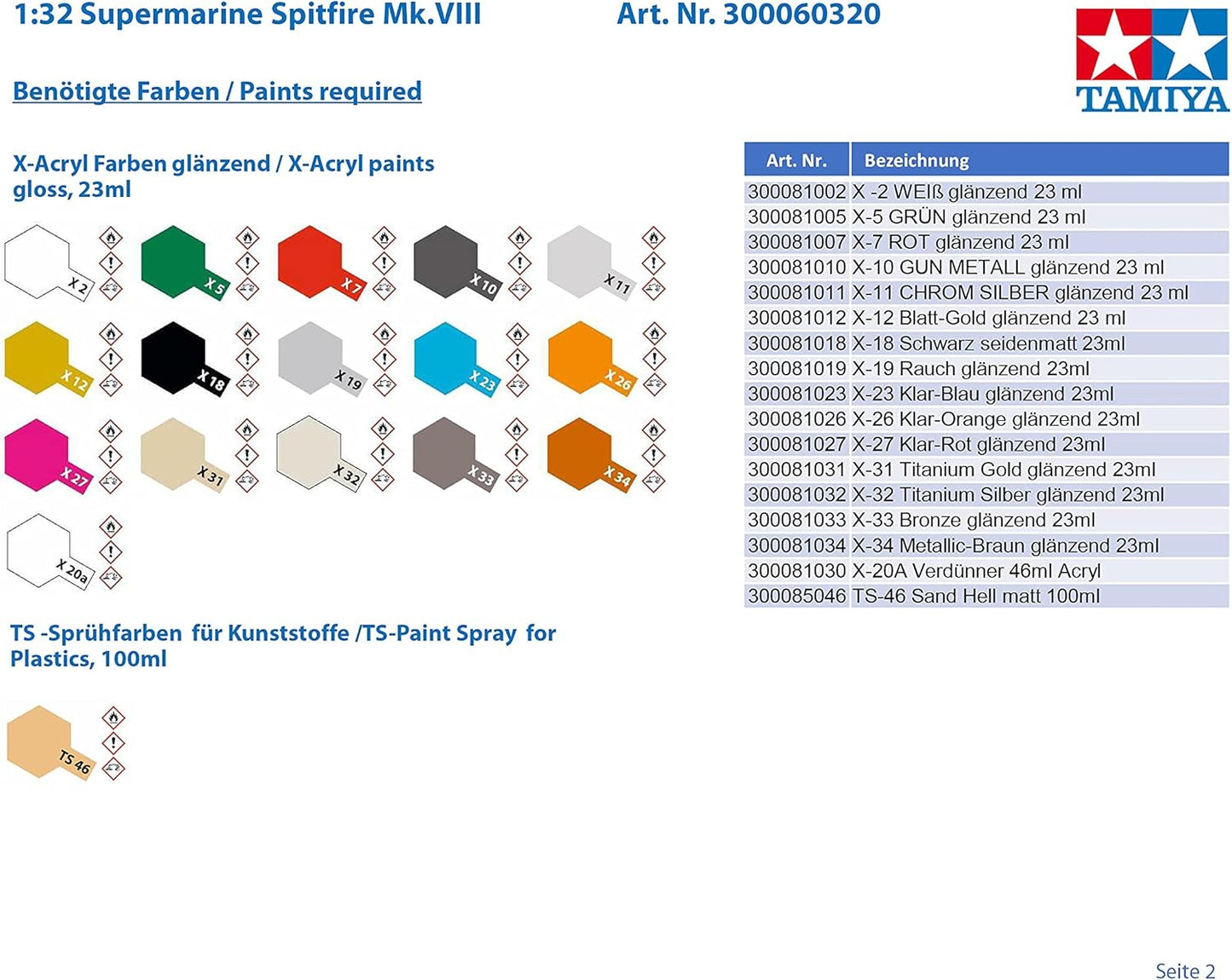 Tamiya Models Spitfire Mk.VIII Model Kit