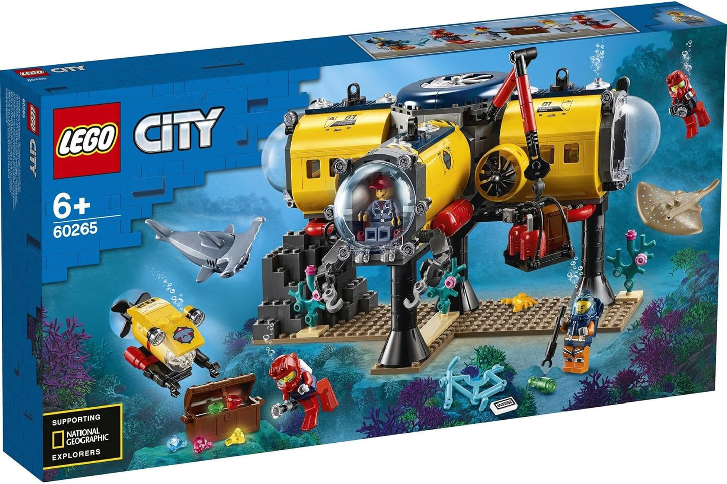 LEGO 60265 City Oceans Exploration Base Deep Sea Underwater Set, Diving Adventures Toys for Kids