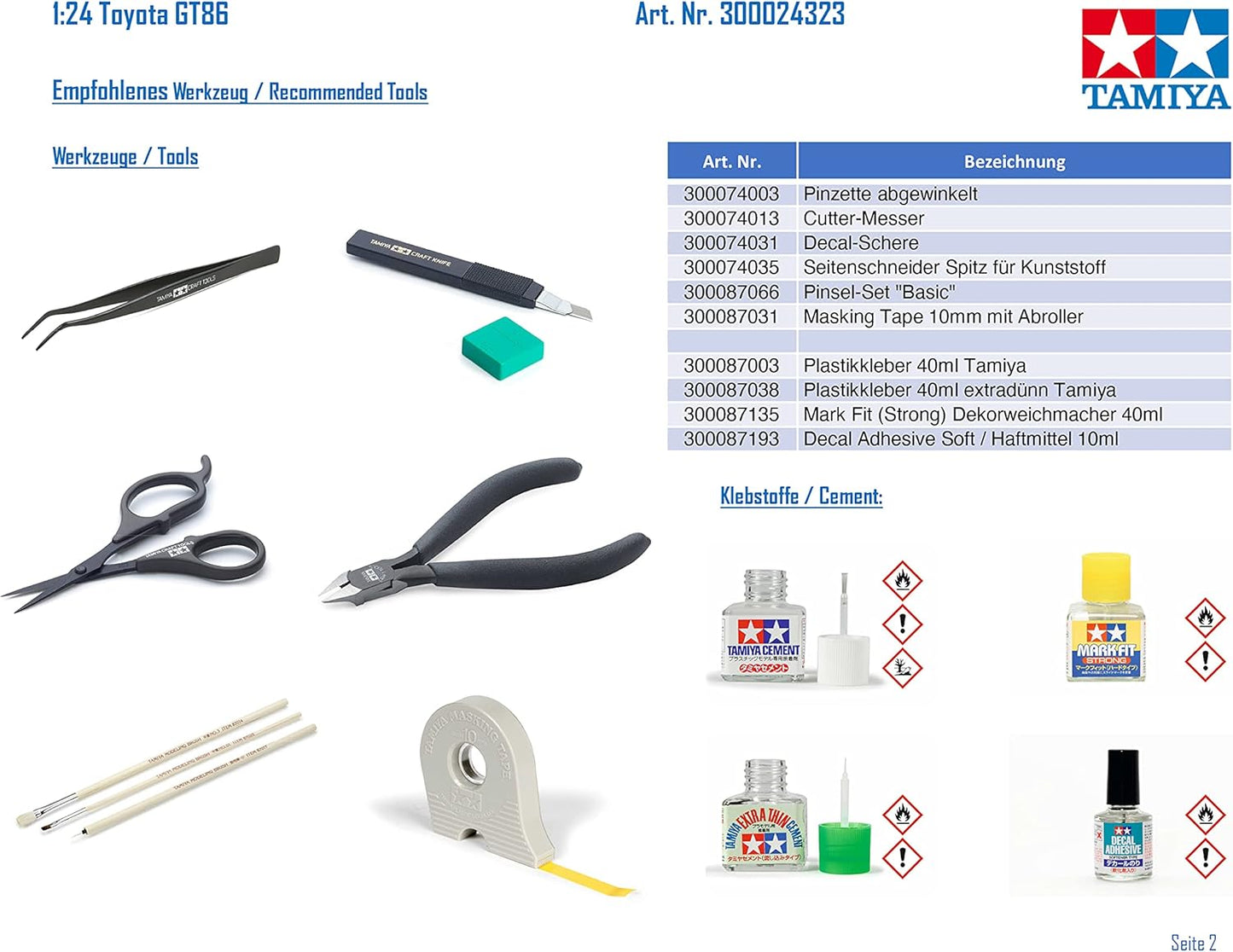 Tamiya 300024323 Toyota GT86 Model Kit - Highly Detailed Model 1:24 Scale Moving Wheels and Steering 116 Pieces