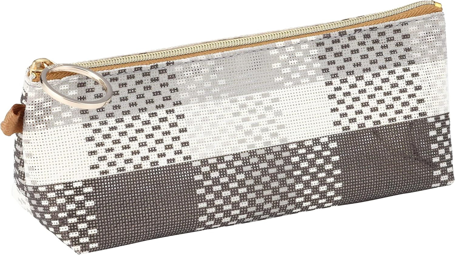 Midori 41797006 Pen Case, Mesh, Checkered Pattern, Black