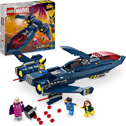 LEGO 76281 Marvel X-Jet X-Men Toy Plane Fighter Construction with Superhero Minifigures Wolverine, Magneto, Cyclops and Rogue, Gift for Boys and Girls Ages 8+