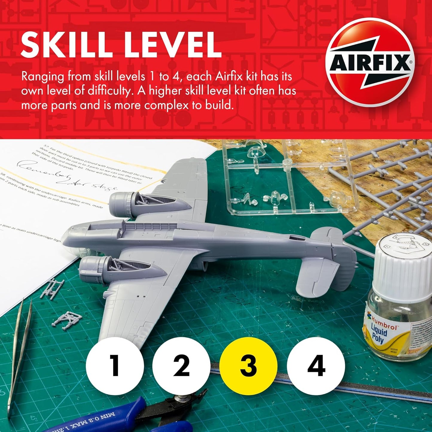Airfix Model Airplane Kit Gift Set - A08016 Armstrong Whitworth Whitley Mk.V, Plastic Plane Model Kits for Adults & Kids 8+, Skill Level 3, 1:72 Scale WW2 Military Aircraft Models