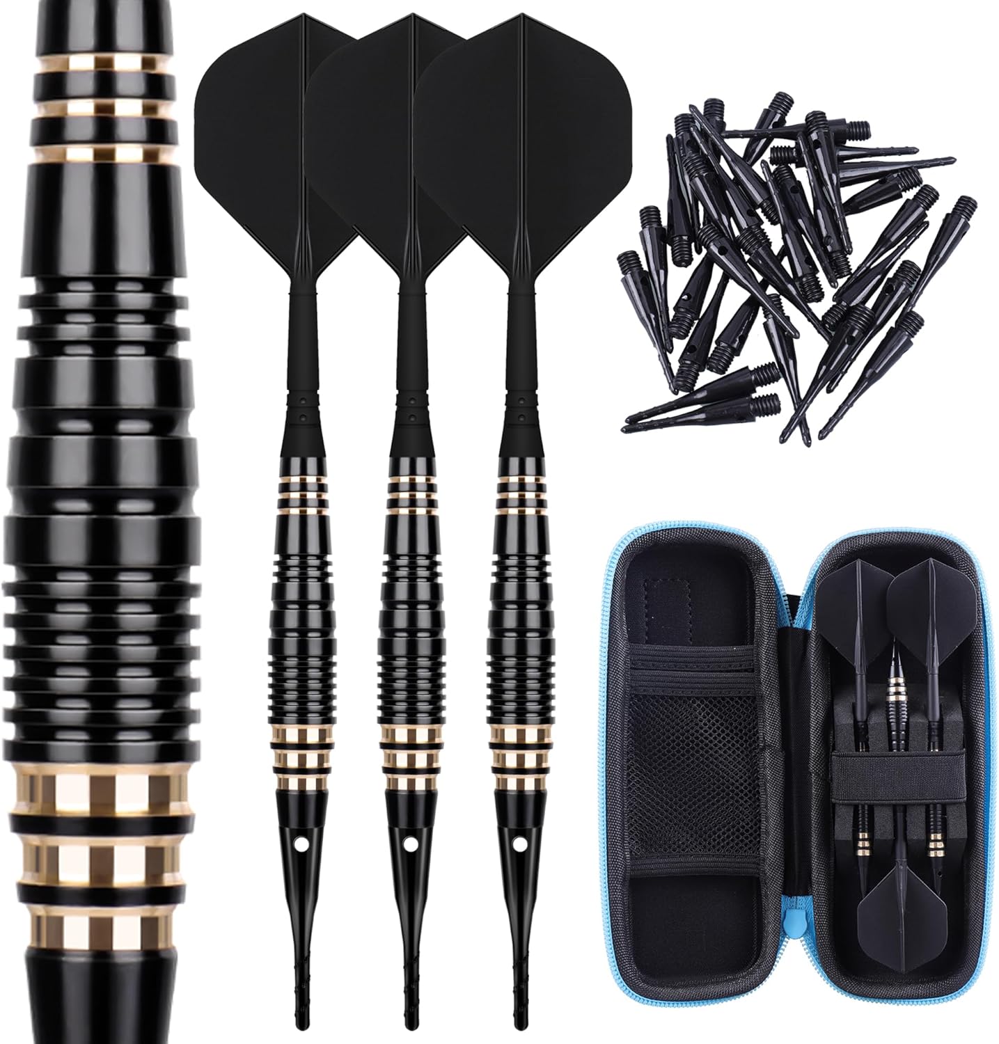 CyeeLife Professional Soft Tip Darts Set 18 Grams with 30 Extra Dart Tips and Gift storage box,Darts Plastic Tip