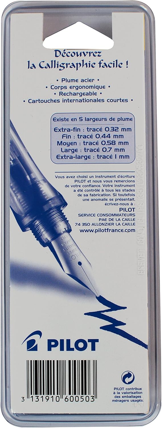 PILOT Plumix Fountain Pen. Extra Large Pen + Black Ink Cartridge