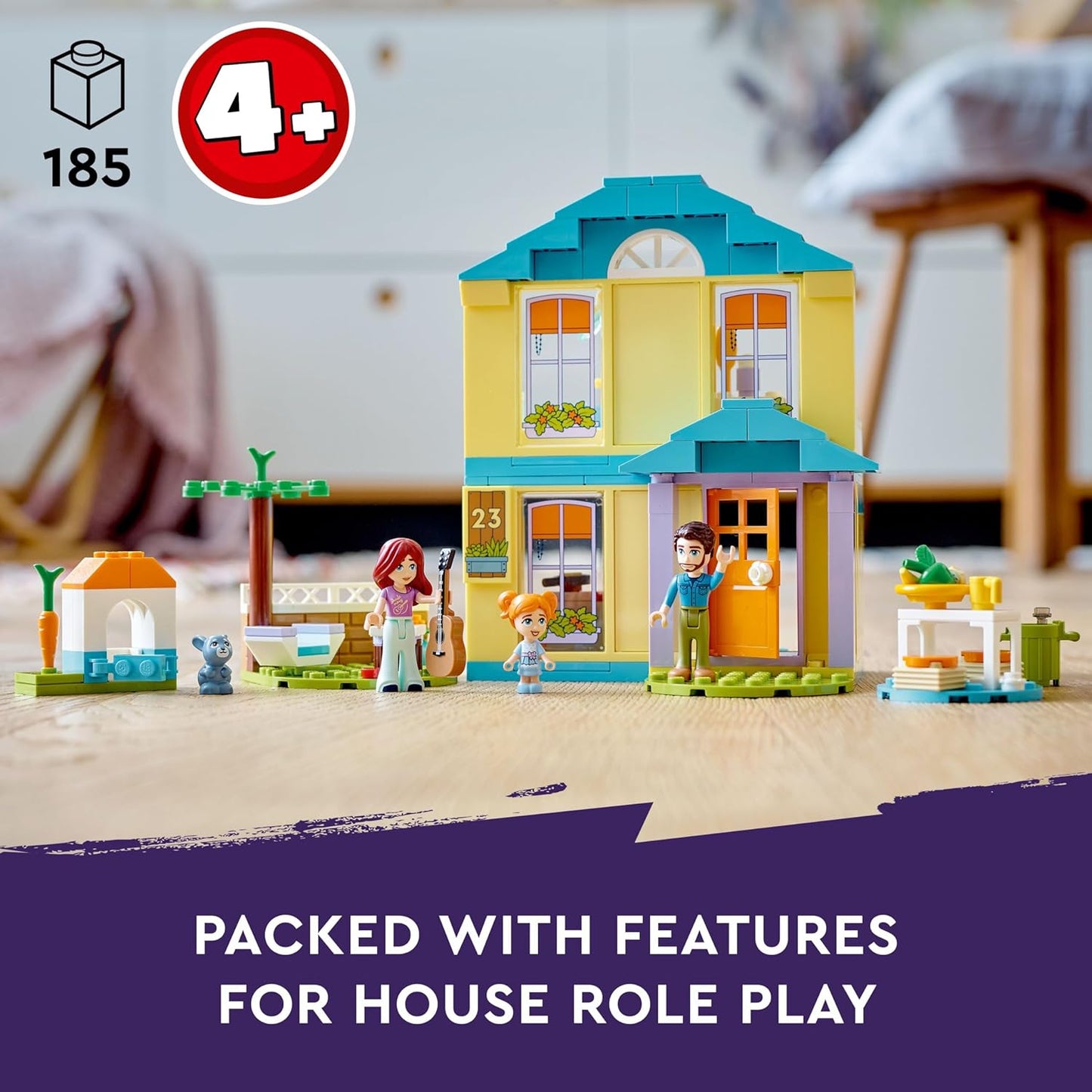 Lego Friends Paisley's House 41724, Doll House Toy for Girls and Boys 4 Plus Years Old, Playset with Accessories Including Bunny Figure, Birthday Gift