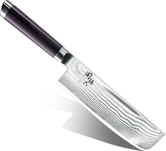Kai KAI AE5206 Nakiri Knife Seki Magoroku Damascus, 6.5 inches (165 mm), Nakiri, Made in Japan