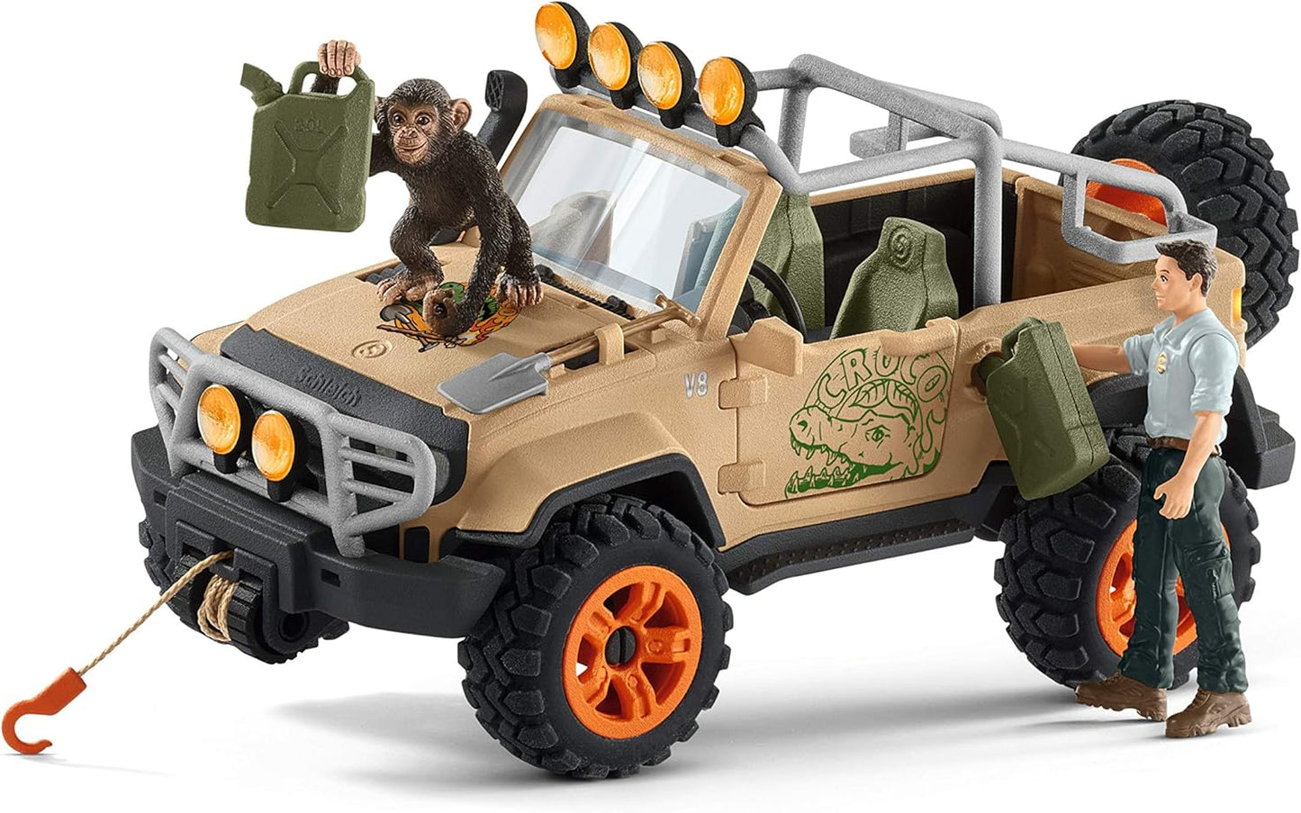 Schleich Wild Life Off-Road Jeep with Rope Winch 17-piece Playset for Kids Ages 3-8