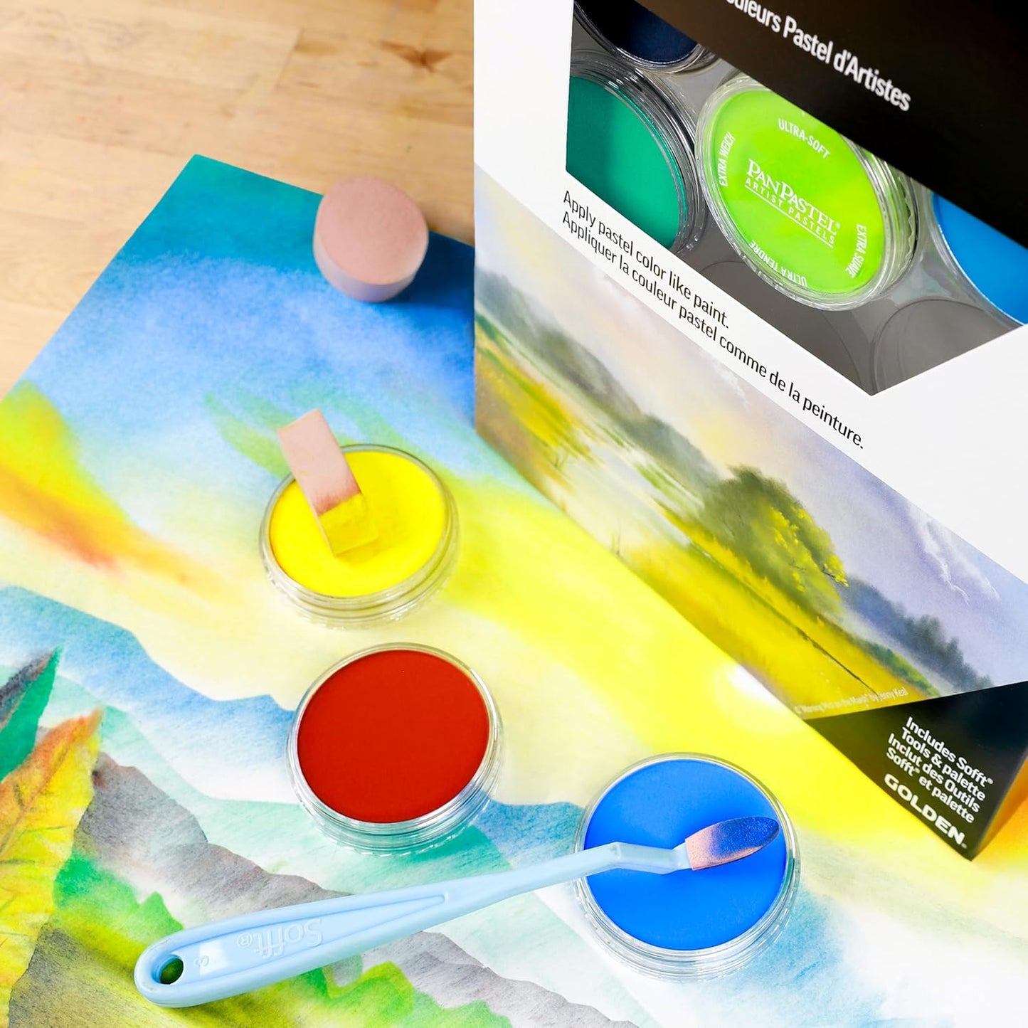 PanPastel Artist Pastels by GOLDEN, Landscape Colors Starter Set, 7 Color, Professional Artist Pastels, Unique Pan Format (cake-like)