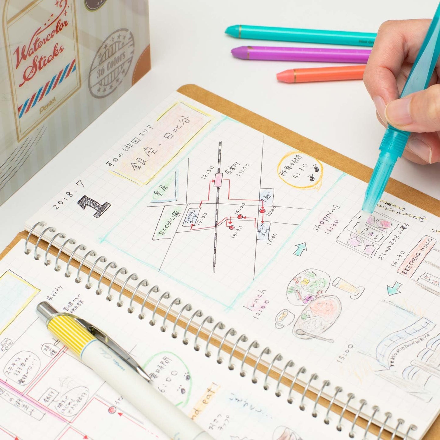 Pentel GSS1-36AMZ All Core Colored Pencils – Watercolor Stick, 36 Colors Set