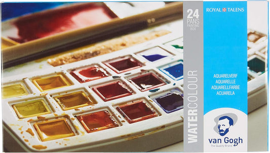 Van Gogh Watercolor Paint Set, Plastic Pocketbox, 24-Half Pan General Selection