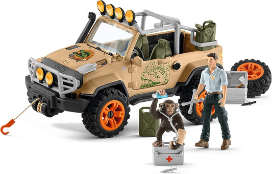 Schleich Wild Life Off-Road Jeep with Rope Winch 17-piece Playset for Kids Ages 3-8