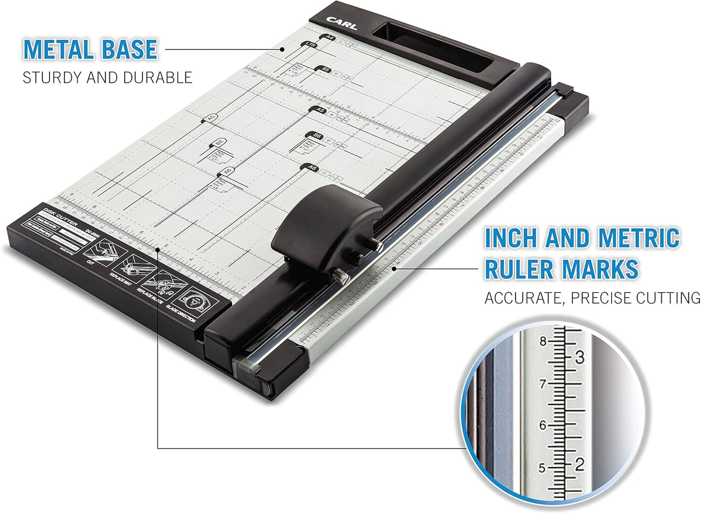 CARL 12 inch DC-200N Premium Rotary Paper Trimmer, Metal Base, 15 Sheet Cutting Capacity.