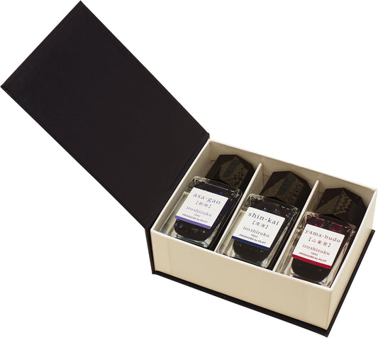 PILOT Iroshizuku Mini Fountain Pen Ink - 15 ml Bottle 3 Colors Set - AS/SNK/YB (Japan Import)