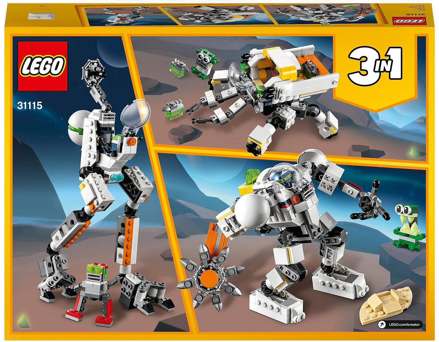 LEGO® Creator 3in1 Space Mining Mech 31115 Building Kit Featuring a Mech Toy, Robot Toy and Alien Figure