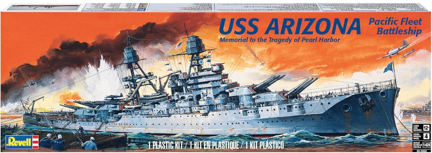 Level 4 Model Kit USS Arizona Pacific Fleet Battleship Memorial to The Tragedy of Pearl Harbor 1/426 Scale Model by Revell