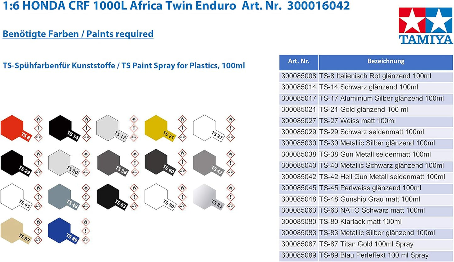 Tamiya 1/6 Motorcycle Series No. 42 Honda CRF1000L Africa Twin Plastic Model 16042