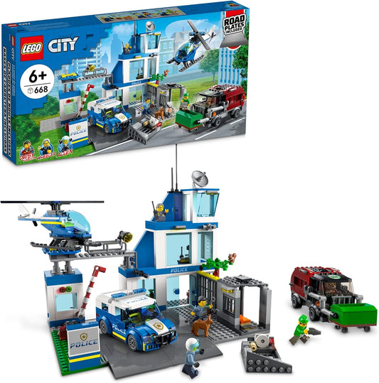 LEGO City Police Station 60316 building set with vehicles, minifigures, and accessories – 668 pieces