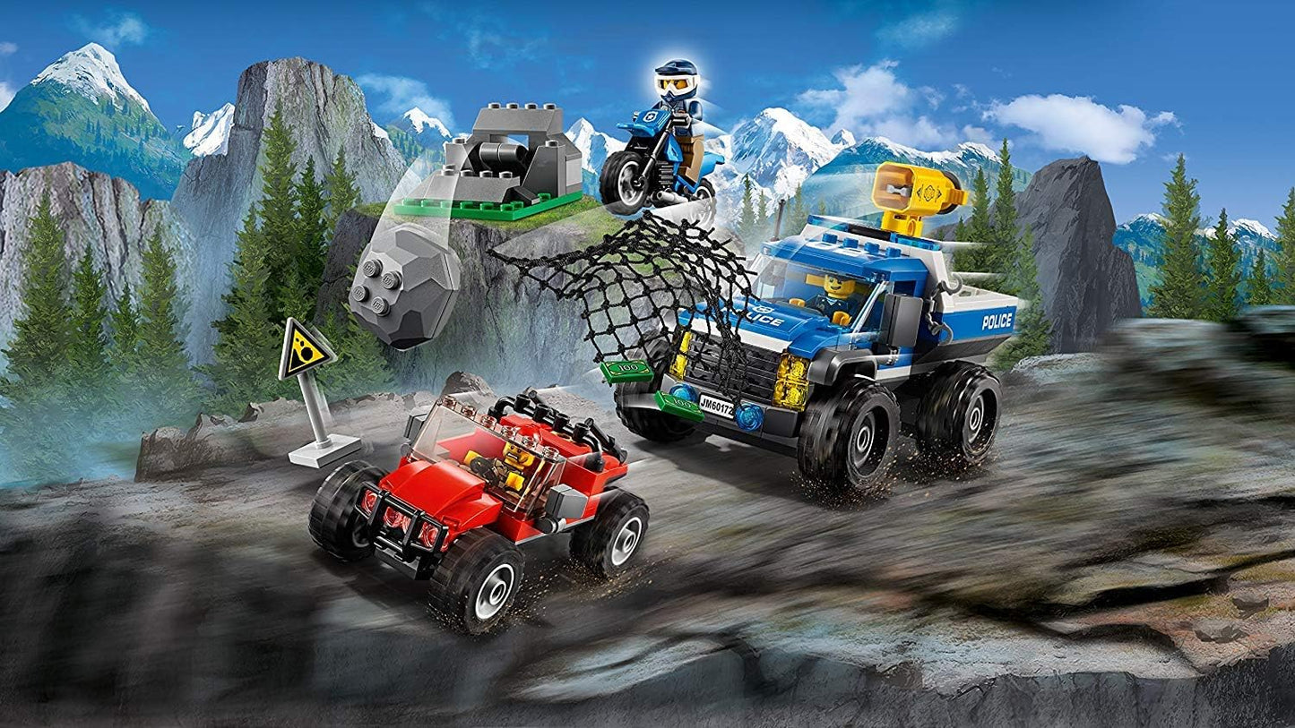City Mountain Dirt Road Pursuit Police Building Set, Police 4x4 Toy Car & Buggy, Police Toys for Kids