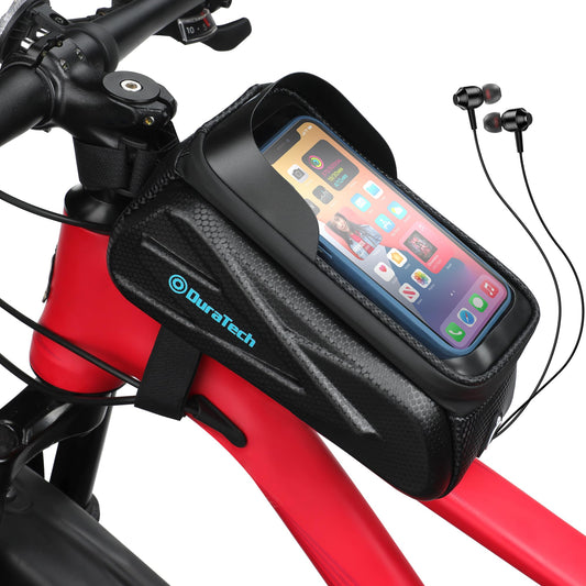 DURATECH Bike Bag, Bike Accessories, Waterproof Bike Phone Bag with EVA Material, TPU Touch Screen and Sun Visor, Bicycle Bag for Phones Under 6.9"