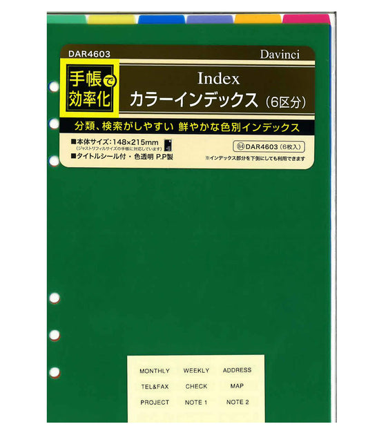 Raymay Fujii Da Vinci Notebook Refill, Color Index, 6 Compartments, A5, Vivid Color