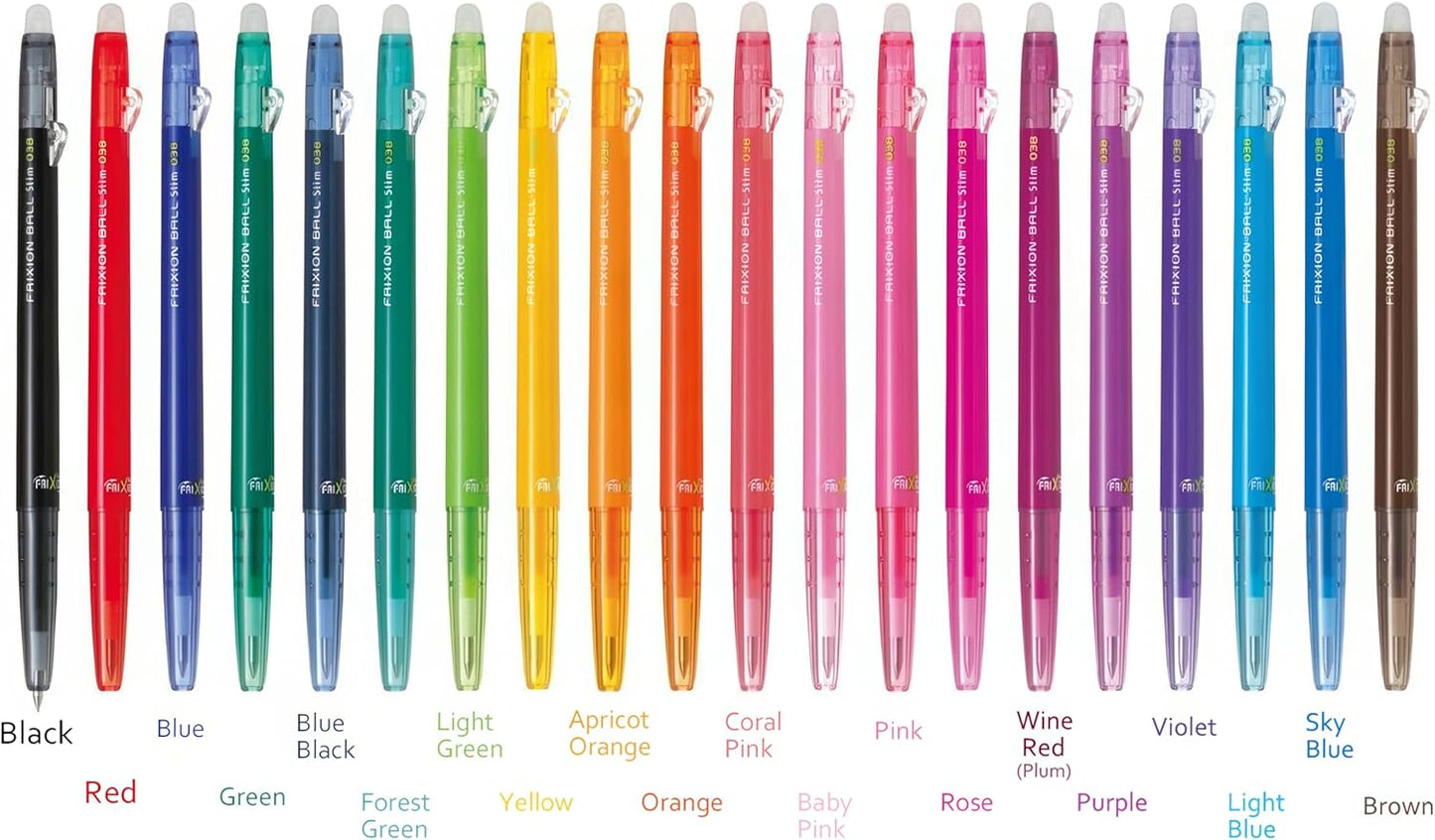 PILOT Frixion Ball Slim 038 Ballpoint Pen, Blue (LFBS-18UFL)
