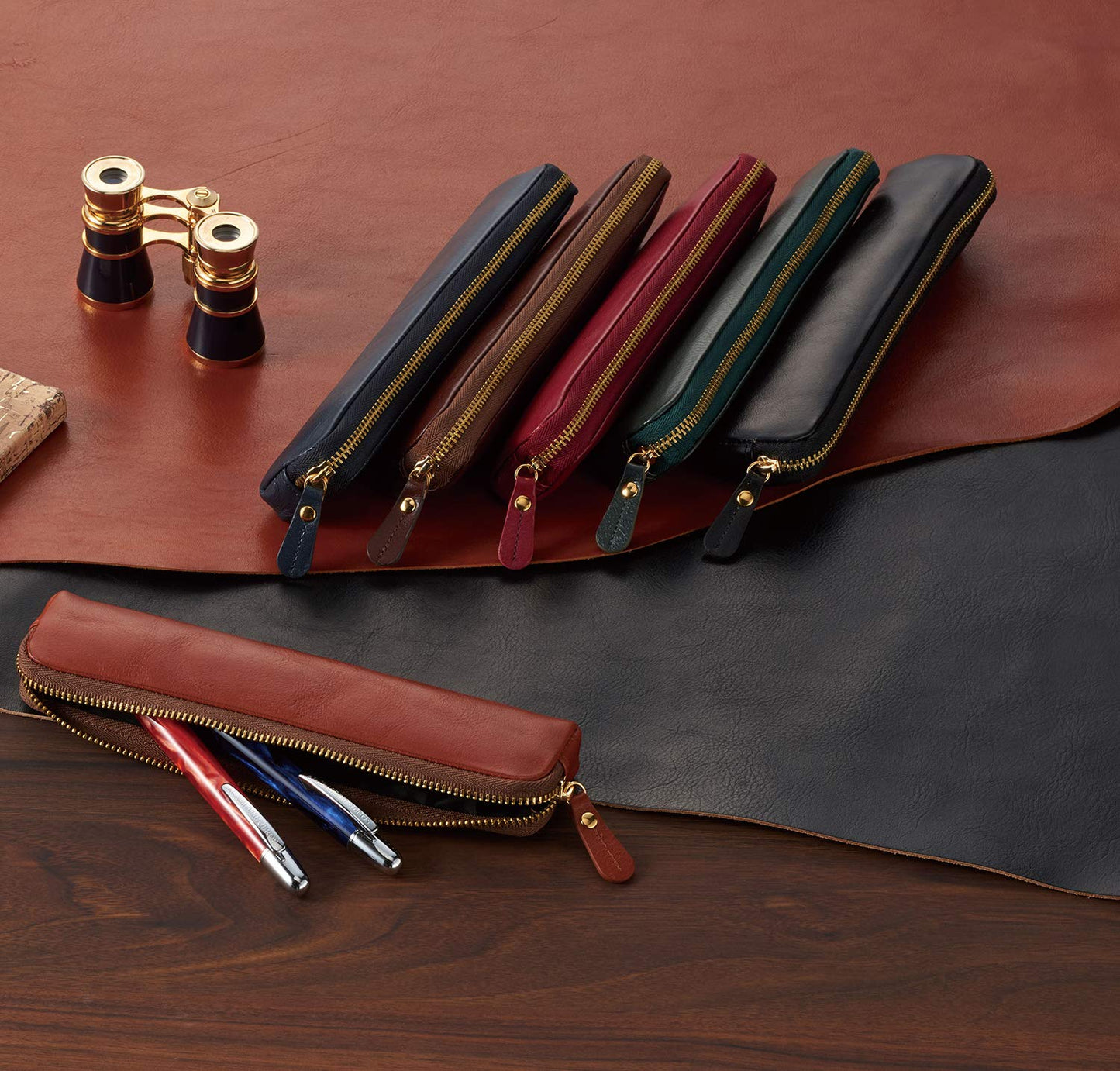 Raymay Fujii NF2803K Pen Case, Pencil Case, Bloomsberry Leather Pen Case, Leather, Navy