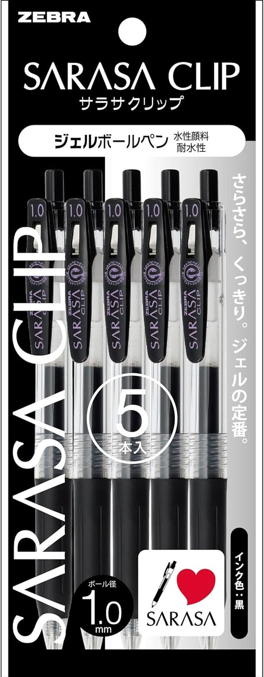 ZEBRA Sarasa Clip 1.0mm Black P-JJE15-BK5 (5-Pen-Pack)