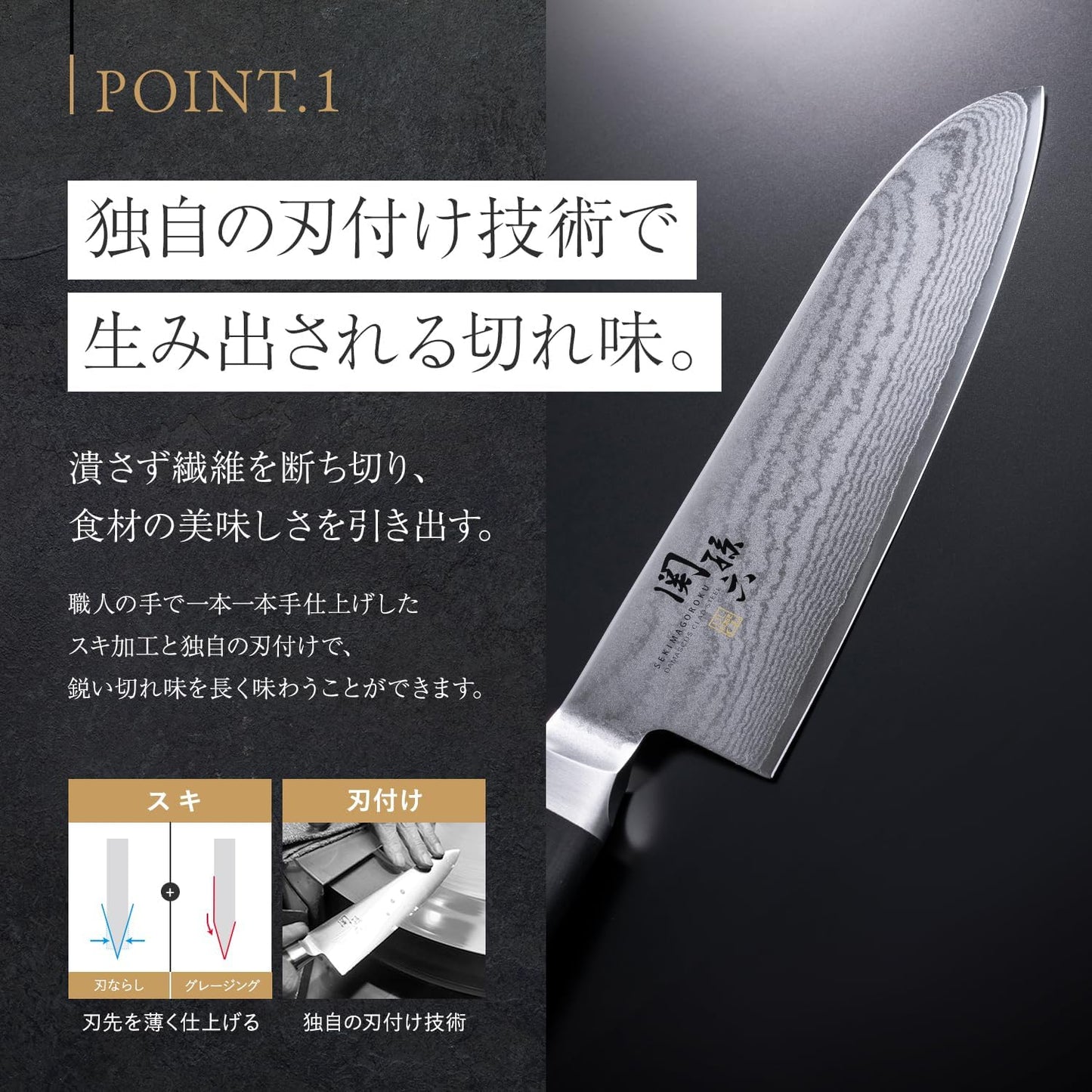 Kai KAI AE5200 Santoku Knife Seki Magoroku Damascus 6.5 inches (165 mm), Made in Japan