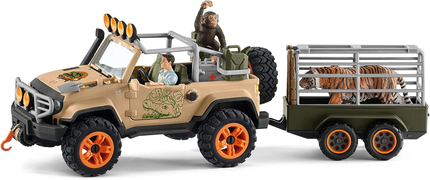 Schleich Wild Life Off-Road Jeep with Rope Winch 17-piece Playset for Kids Ages 3-8