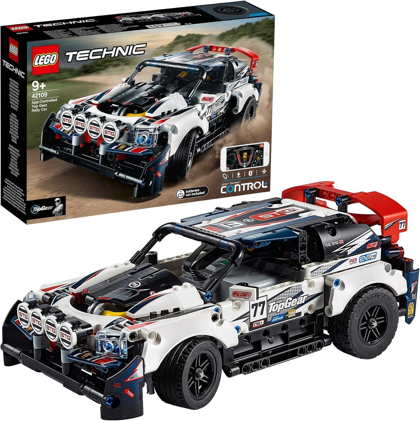 LEGO 42109 Technic Control+ App-Controlled Top Gear Rally Car Model Building Set, RC Racing Car Toy for 9 years and up