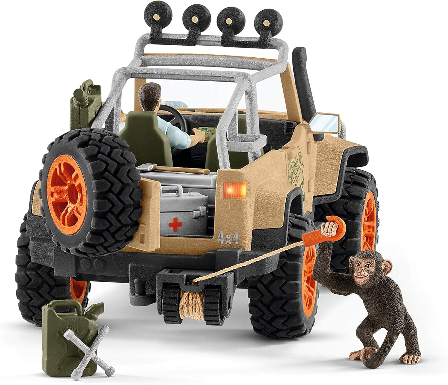 Schleich Wild Life Off-Road Jeep with Rope Winch 17-piece Playset for Kids Ages 3-8