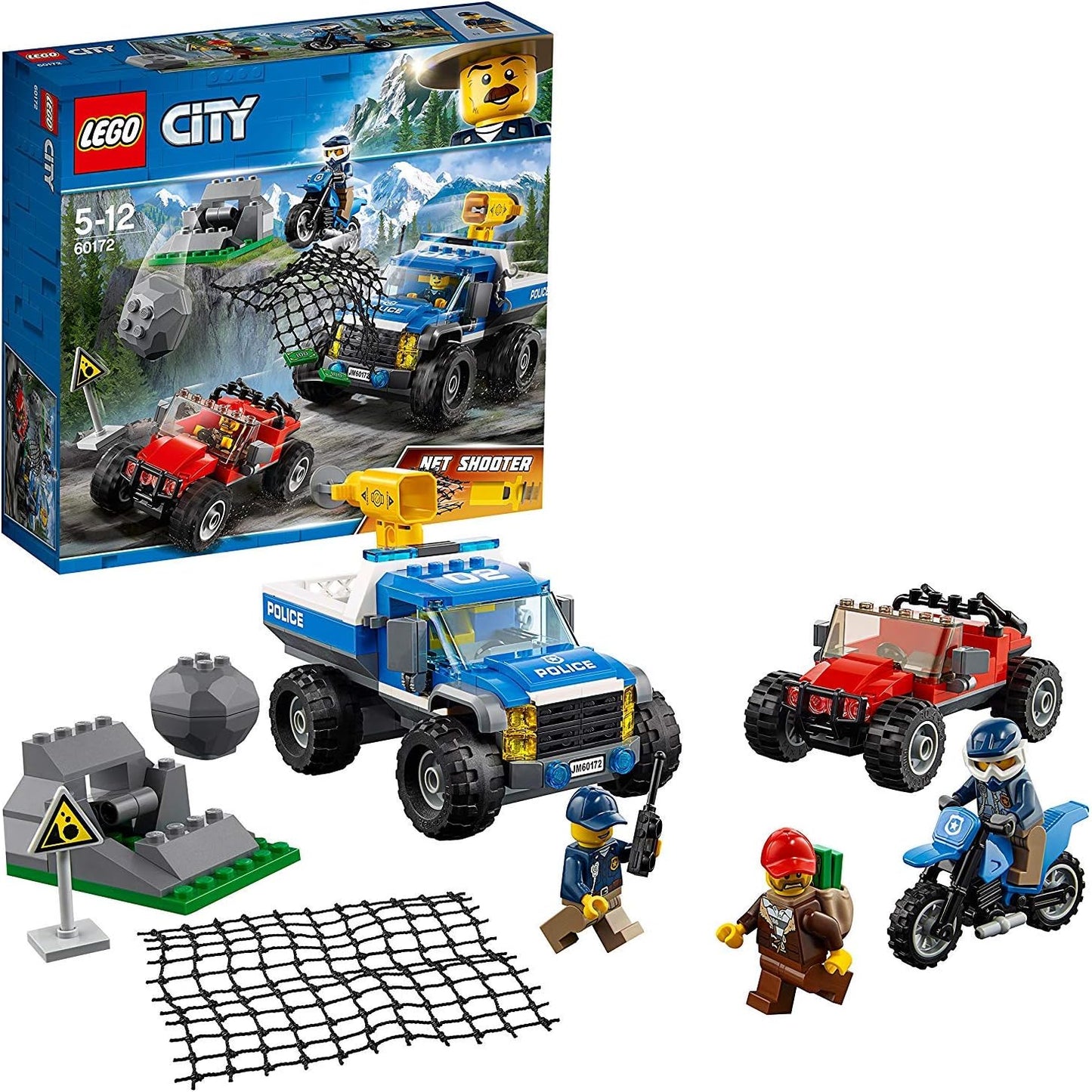 City Mountain Dirt Road Pursuit Police Building Set, Police 4x4 Toy Car & Buggy, Police Toys for Kids