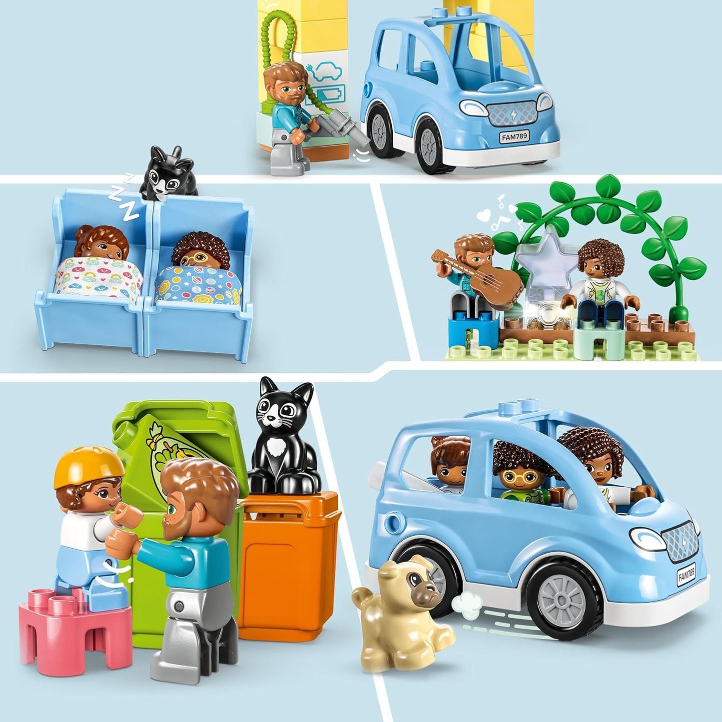 LEGO 10994 DUPLO Town 3in1 Family House Building Set with Dollhouse, Includes Toy Animals, Toy Car and Minifigures, Construction Kit for Toddler with Luminous Light Block, Gift Idea, from 3 Years