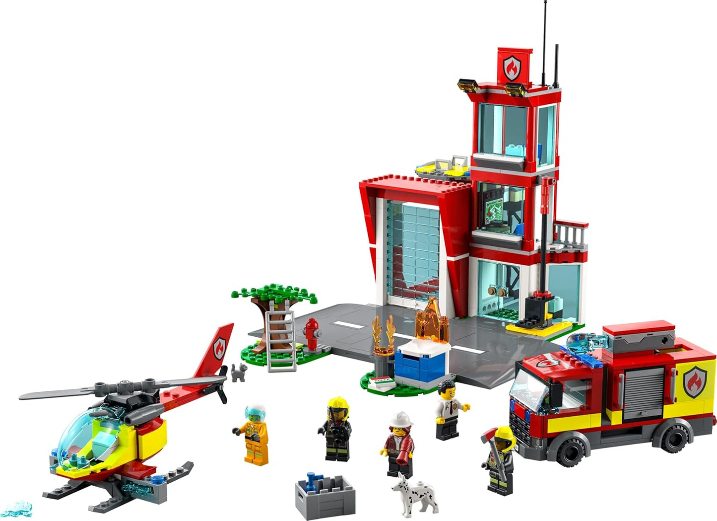 Lego City Fire Station Set 60320 with Garage, Helicopter & Fire Engine Toys Plus Firefighter Minifigures, Emergency Vehicles Playset, Gifts for Kids Age 6 Plus
