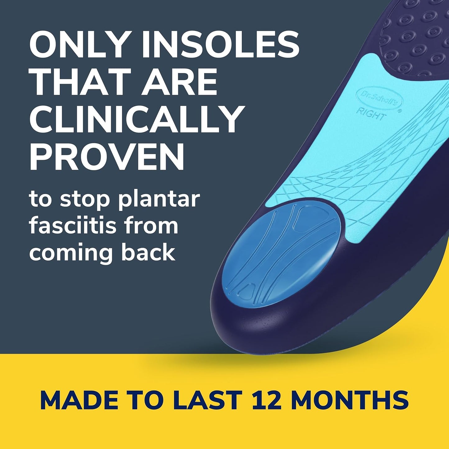 Dr. Scholl???s Plantar Fasciitis Pain Relief Orthotic Insoles, Immediately Relieves Pain: Heel, Spurs, Arch Support, Distributes Foot Pressure, Trim to Fit Shoe Inserts: Men's Size 8-13, 1 Pair