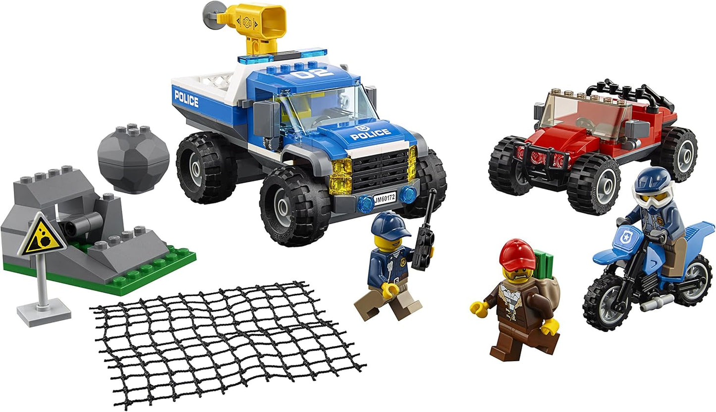 City Mountain Dirt Road Pursuit Police Building Set, Police 4x4 Toy Car & Buggy, Police Toys for Kids