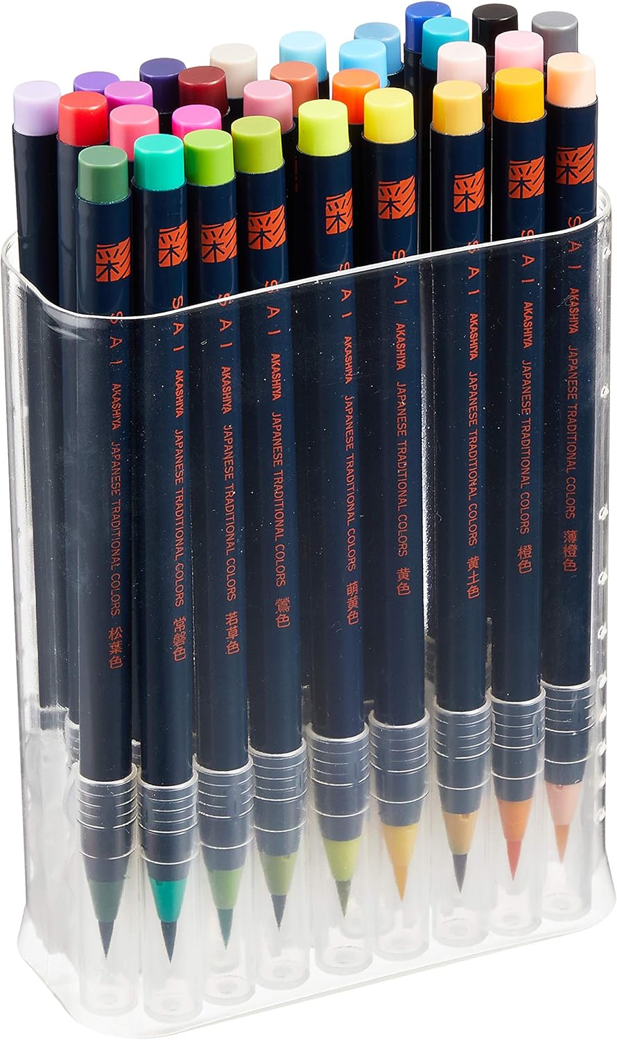 Akashiya Watercolor Brush Pen 30 Japanese Traditional Color Set (CA200/30V)