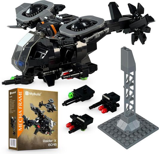 MyBuild Armed Forces Raider X 6016 - High Speed Stealth Helicopter Toy Building Bricks - Mobilize Your Army Air Force Toy Vehicle