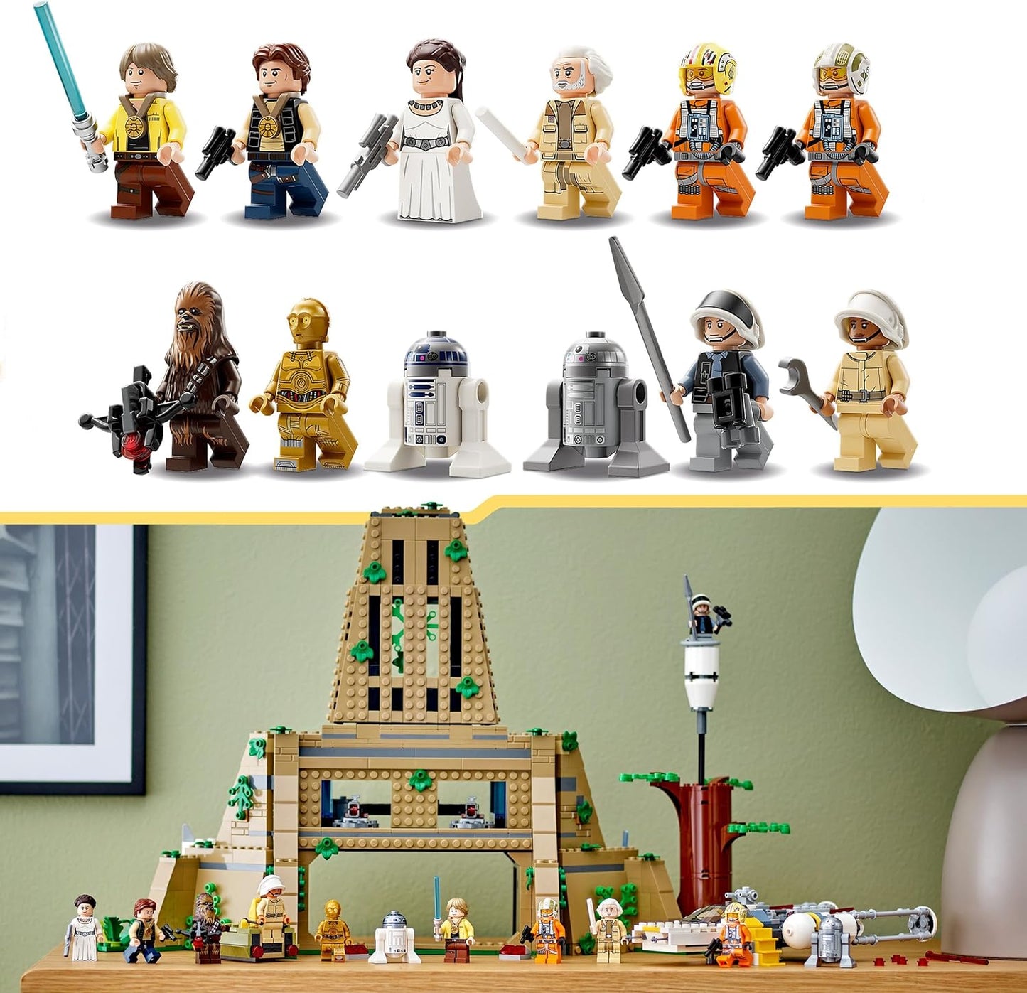 LEGO 75365 Star Wars Yavin 4 Rebel Base with 10 Minifigures Including Luke Skywalker, Princess Leia, Chewbacca and 2 Droid Figures, Y-Wing Starfighter and Command Room of A New Hope