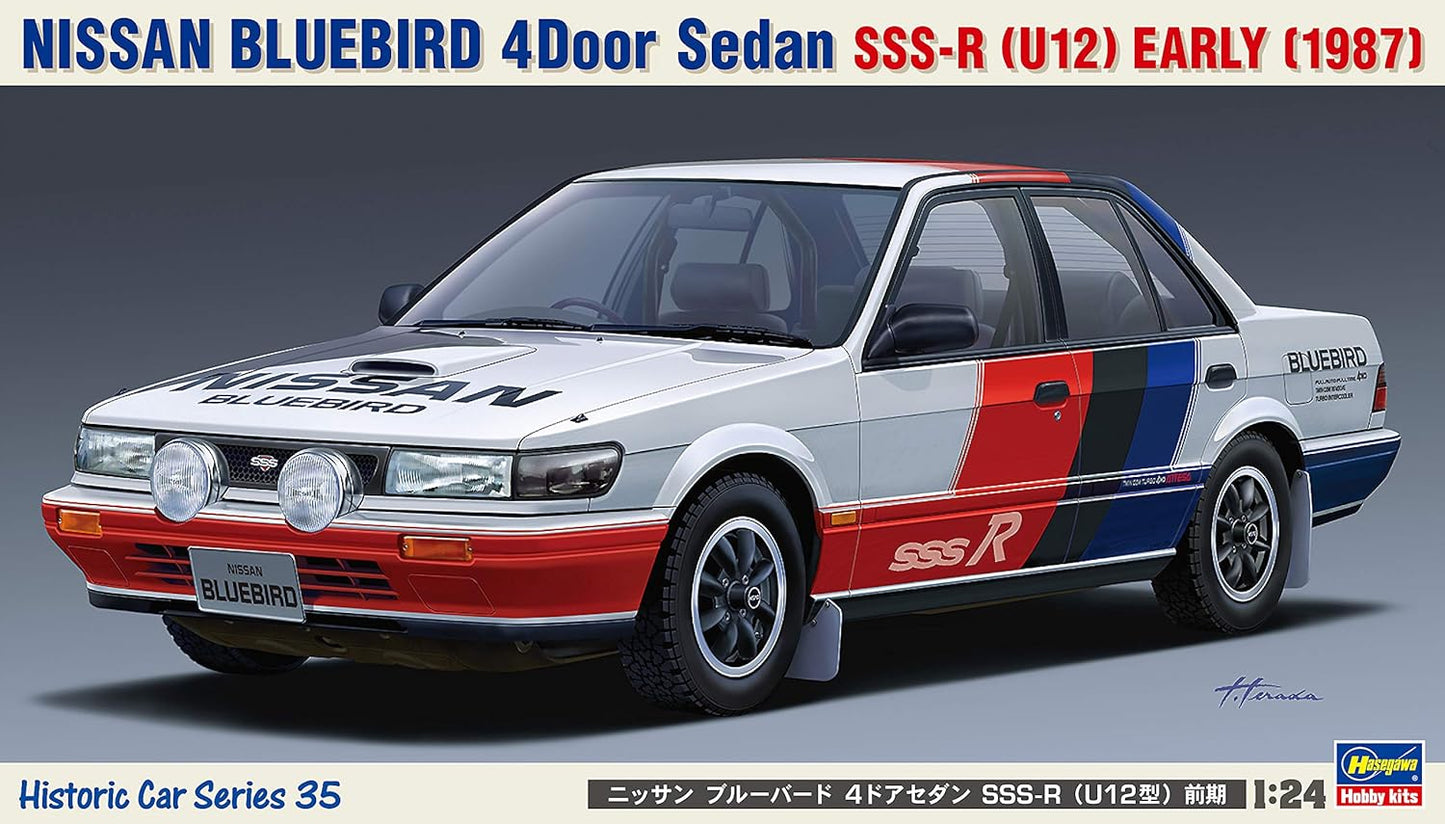 Hasegawa HC35 1/24 Historic Car Series Nissan Bluebird 4-Door Sedan SSS-R (U12 Type), Early Period, Plastic Model
