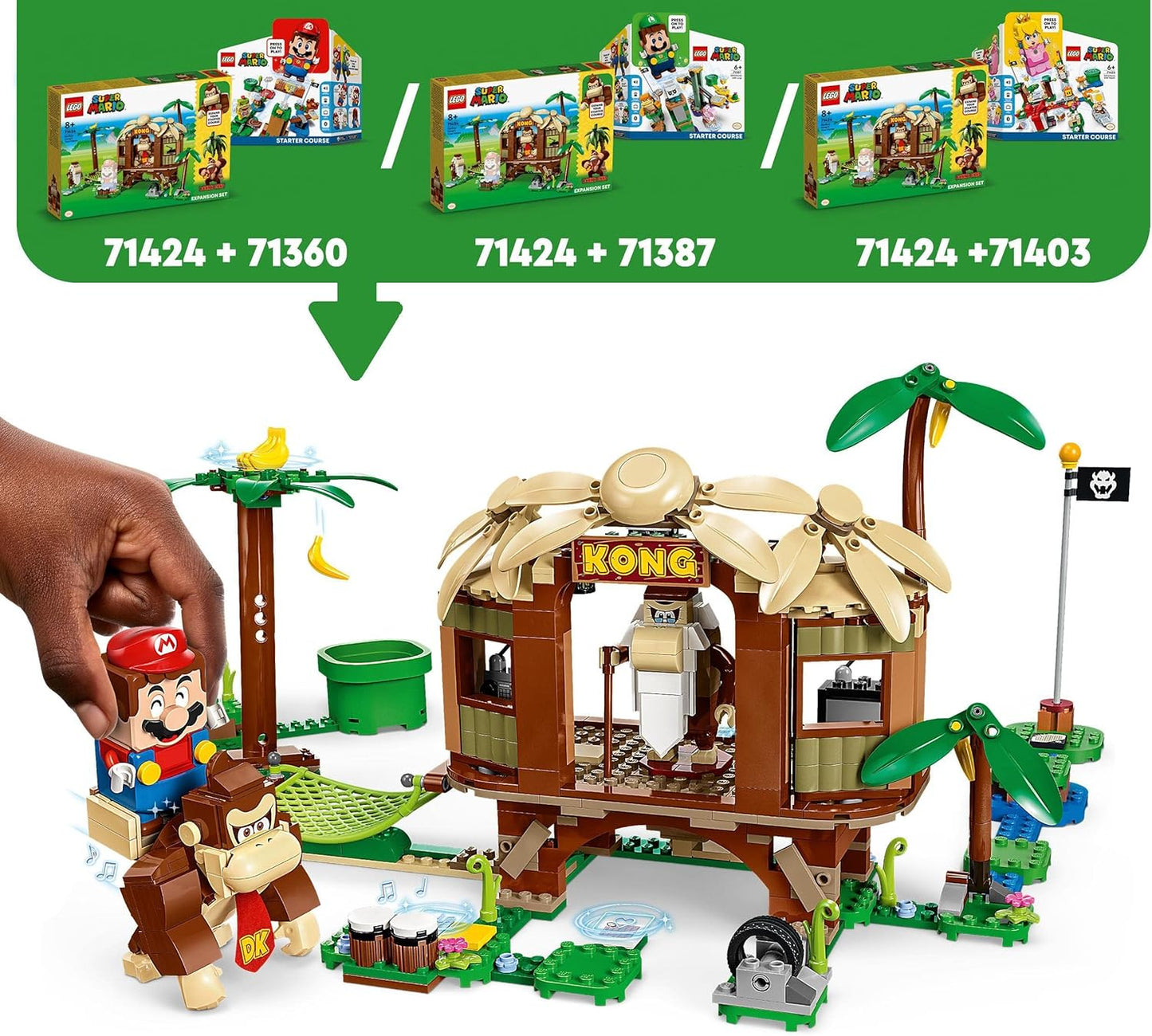 LEGO 71424 Super Mario Donkey Kong Hut Expansion Set, Construction Toy with 2 Characters, Combine with Starter Pack, for Kids, Boys and Girls Ages 8 and Above