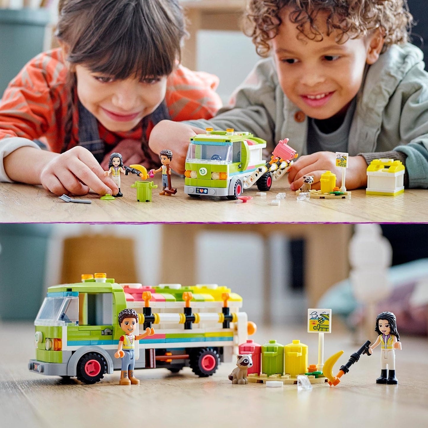LEGO 41712 Friends Recycling Truck Toy for 6 Year Old Kids with Dumpsters and Trash Bins, Educational and Fun Set on Garbage Collector Craft
